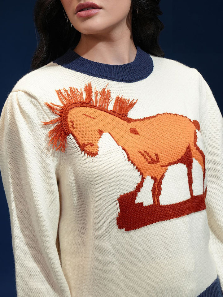 Tokyo Talkies Women Graphic Self Design Pullover
