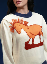 Tokyo Talkies Women Graphic Self Design Pullover