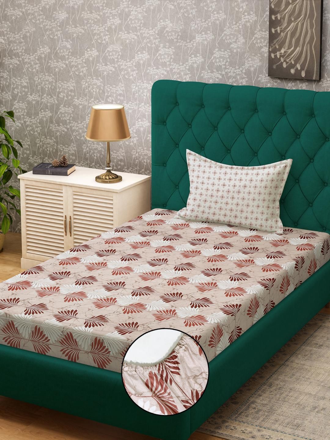 KLOTTHE Cadar Bujang Kapas Bunga Beige