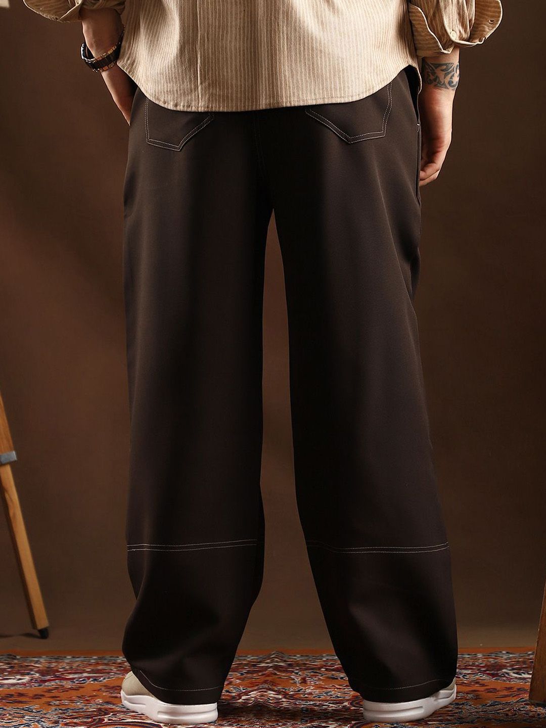 Campus Sutra Men Comfort Relaxed Fit Cotton Trousers