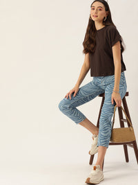 DressBerry Women Brown Extended Sleeves Pure Cotton T-shirt