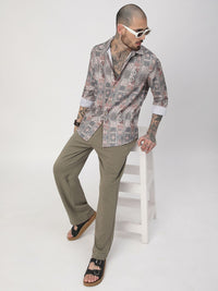 VASTRADO Men Classic Fit Spread Collar Abstract Printed Cotton Casual Shirt