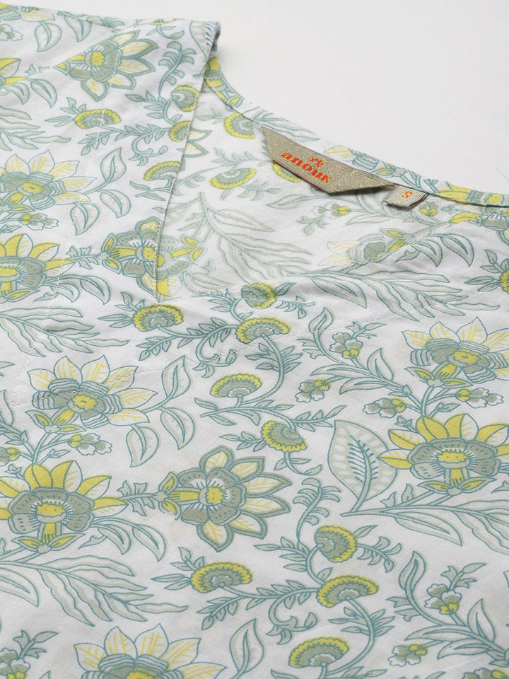 Anouk Floral Printed Regular Pure Cotton Kurta with Trousers & With Dupatta