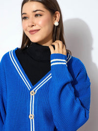SASSAFRAS Women Round Neck Front-Open  Sweater