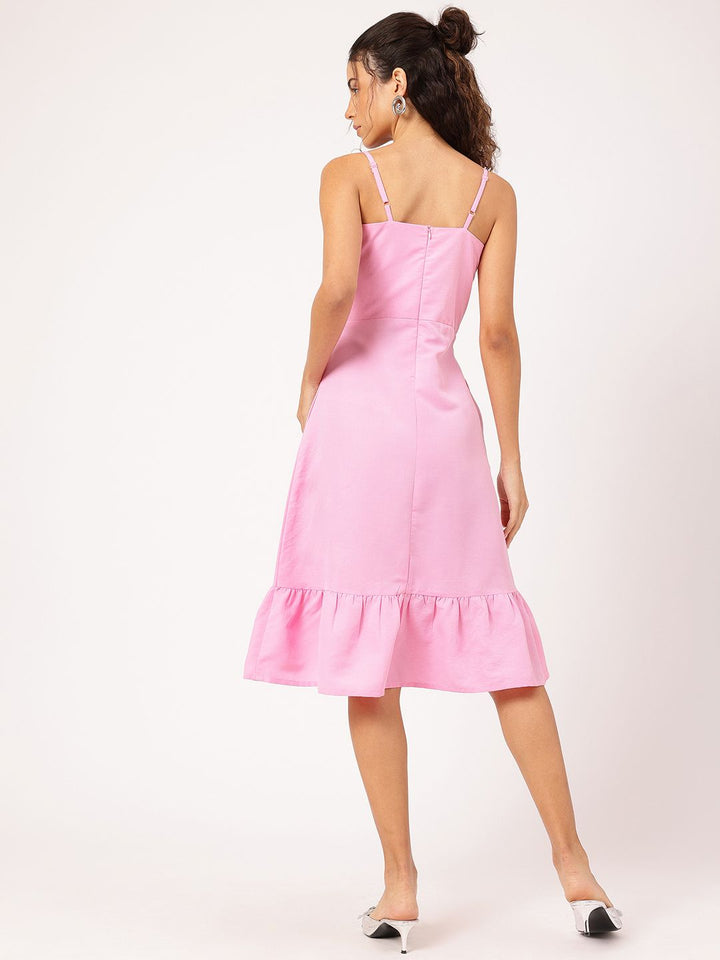 DressBerry Strap & Slay Front Bow A-Line Dress
