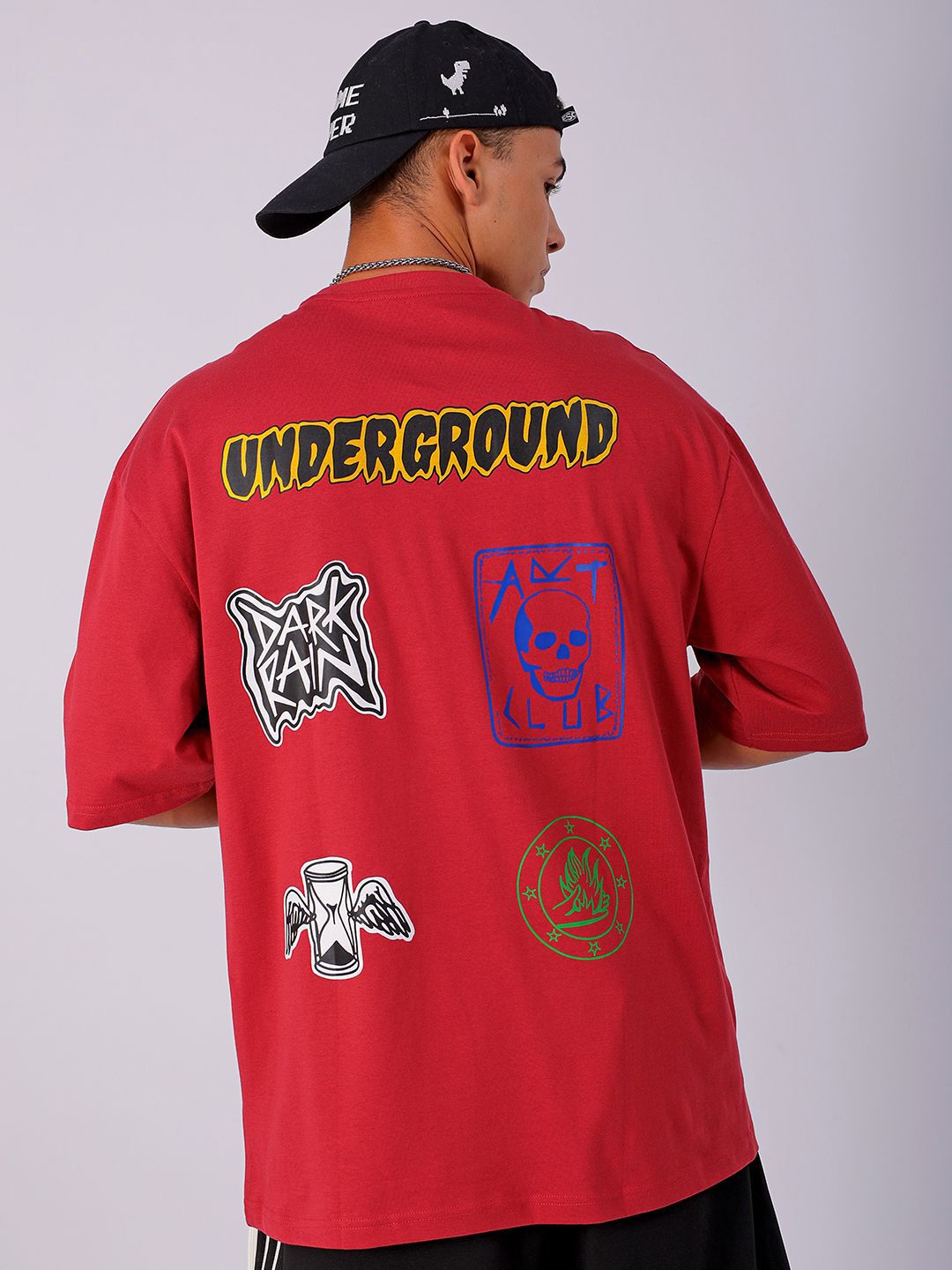 The Indian Garage Co Men Back Printed Oversized Round Neck T-shirt