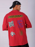 The Indian Garage Co Men Back Printed Oversized Round Neck T-shirt