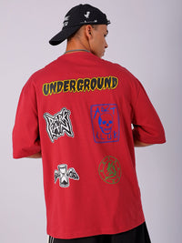 The Indian Garage Co Men Back Printed Oversized Round Neck T-shirt