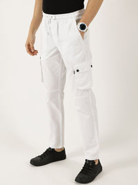 Thomas Scott Men Pure Cotton Smart Mid-Rise Straight Fit Easy Wash Cargos