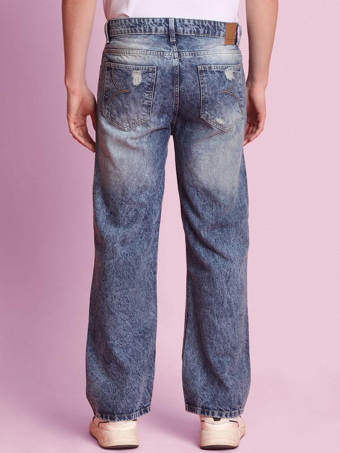 Bene Kleed Men Wide Leg Highly Distressed Heavy Fade Jeans