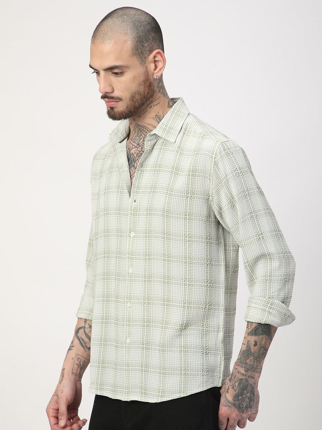VASTRADO Men Classic Slim Fit Opaque Checked Casual Shirt