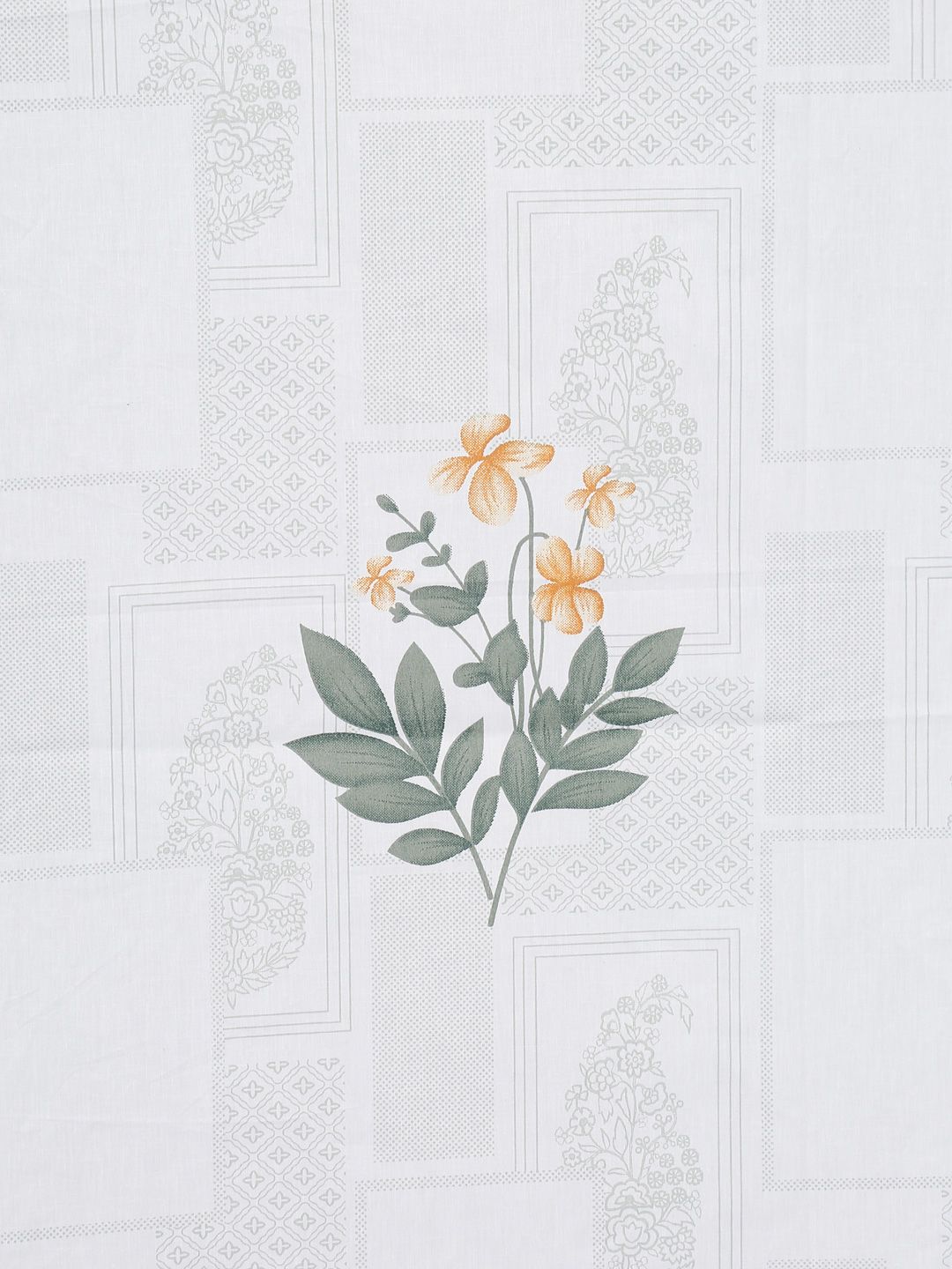 KLOTTHE White Floral Printed 400TC Kapas Tulen Cadar Super King Dengan 2 Sarung Bantal