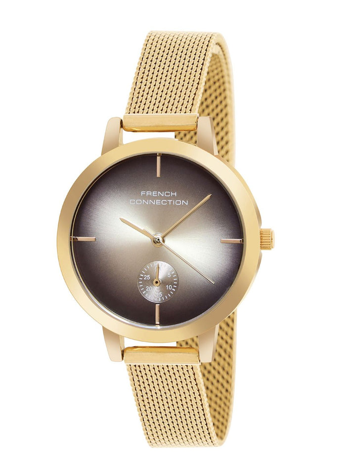 French Connection Women Embellished Dial & Stainless Steel Bracelet Style Straps Analogue Watch FCB8GM