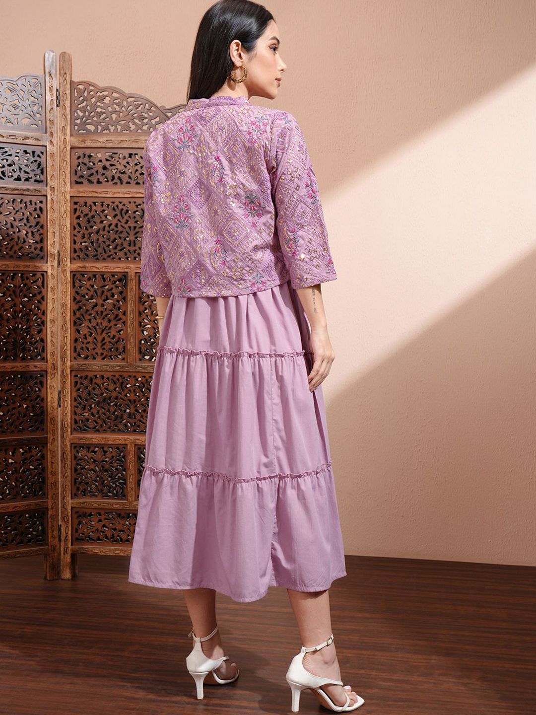 Vishudh Women Floral Print A-Line Midi Dress