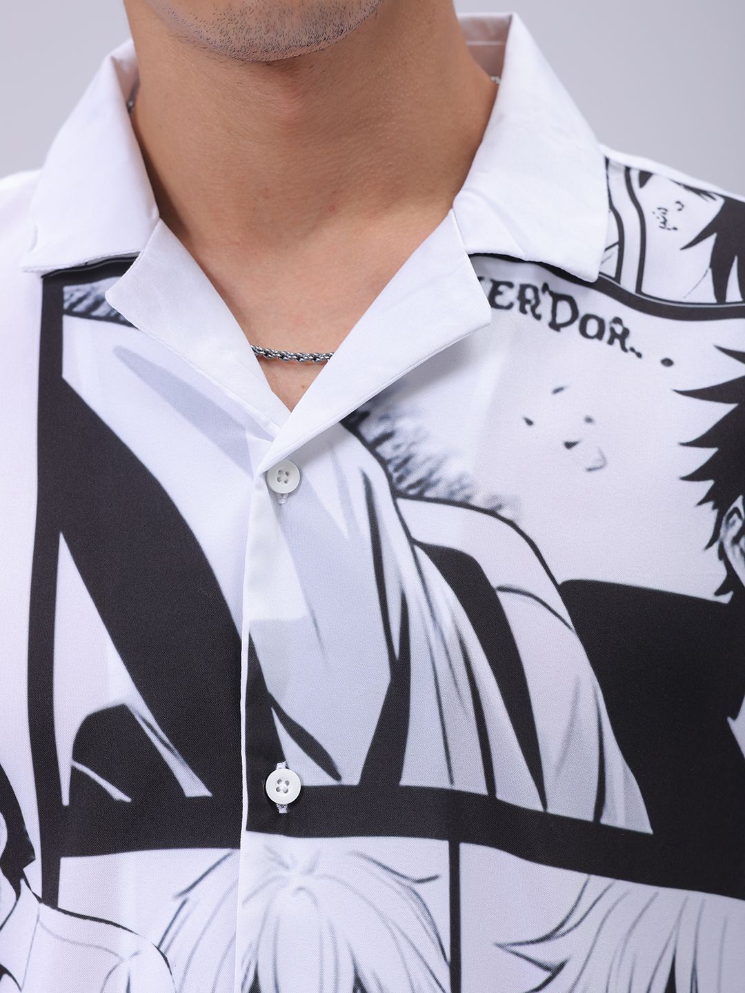 The Indian Garage Co Men Cuban Collar Graphic Printed Oversized Casual Shirt