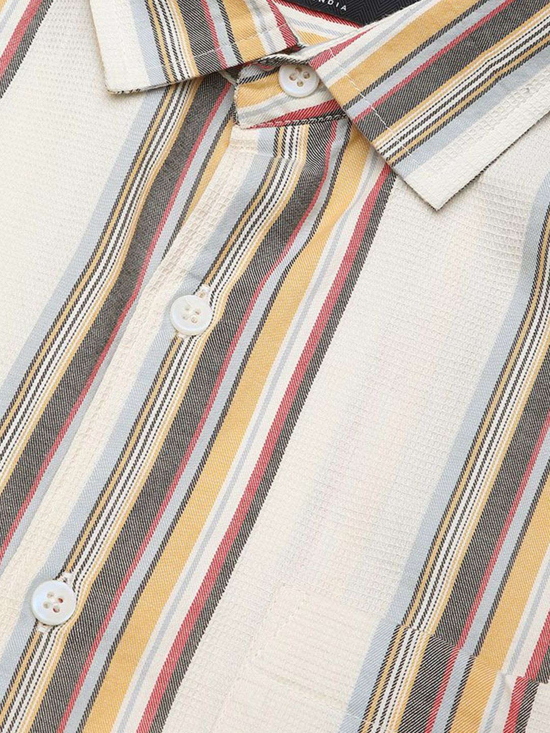 VASTRADO Men Classic Fit Spread Collar Vertical Striped Cotton Casual Shirt