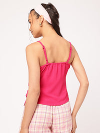 DressBerry Twisted BarbieCore Pleated Wrap Style Top