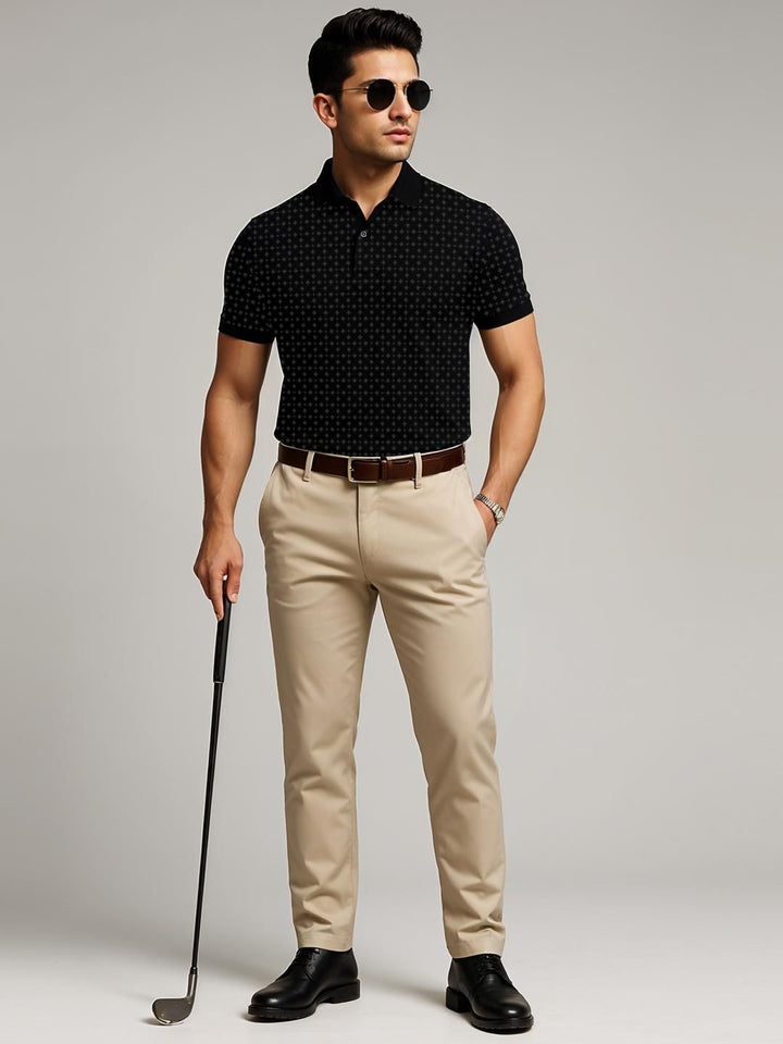 ADRO Men Black Cotton Tshirts