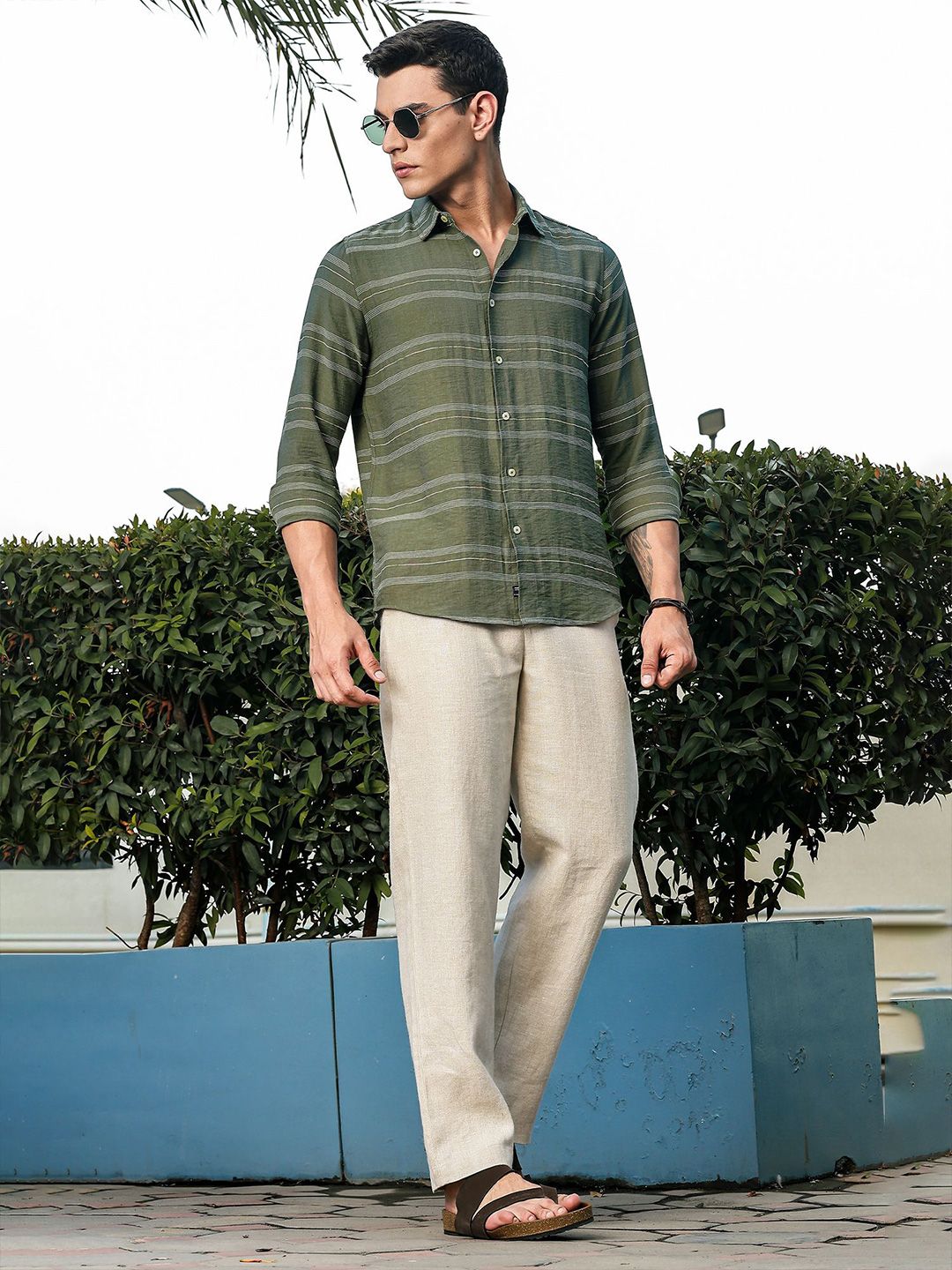 Thomas Scott Striped Spread Collar Long Sleeves Premium Slim Fit Shirt