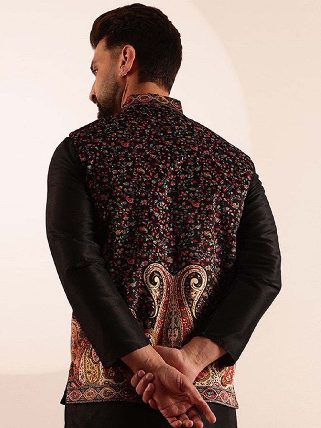 SOJANYA Velvet Printed Nehru Jacket