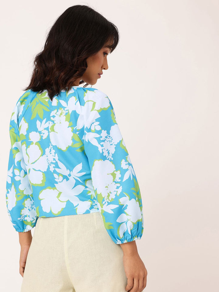 DressBerry Printed V-Neck Raglan Sleeves Top