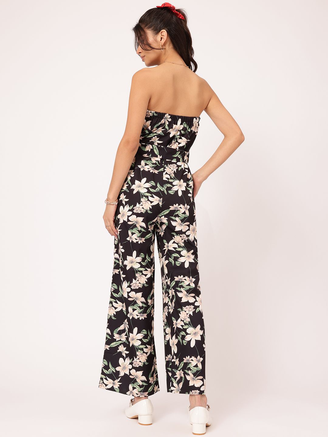 DressBerry Floral Fiesta Printed Strapless Jumpsuit with Belt