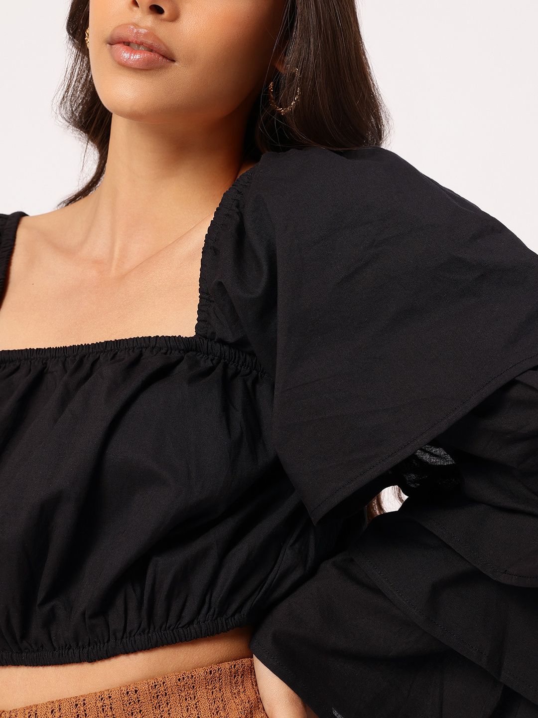 DressBerry Frill Fever Layered Bell Sleeves Crop Top