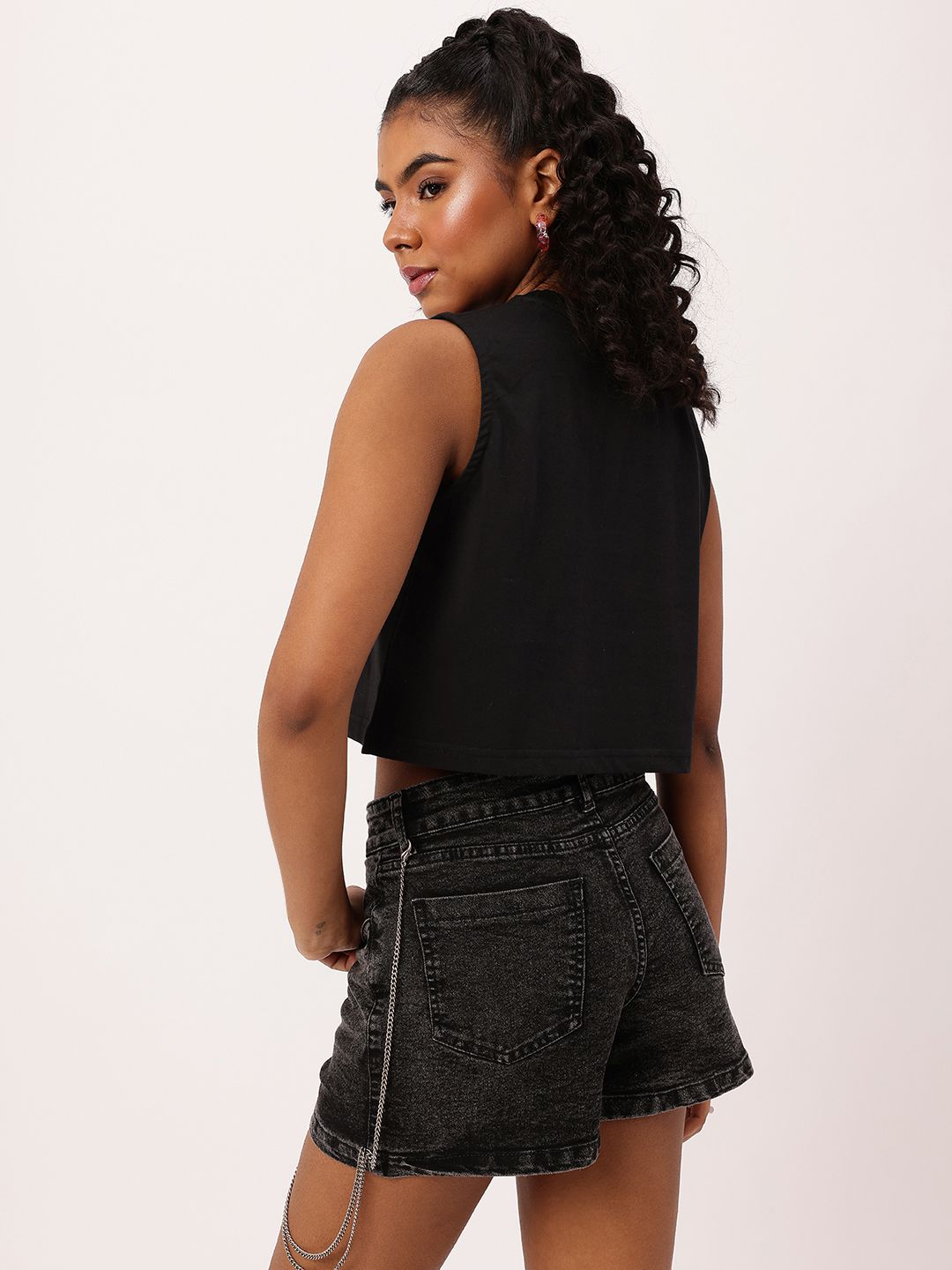 DressBerry Grunge Glam Printed Boxy Fit Crop Tshirts