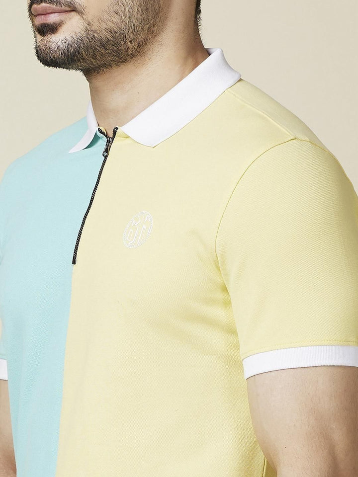 Being Human Men Colourblocked Polo Collar Slim Fit T-shirt