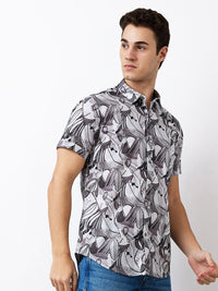 SPYKAR Men Spread Collar Abstract Printed Cotton Casual Shirt