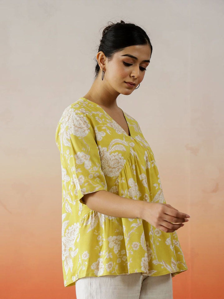 SANSKRUTIHOMES Floral Print Cotton Top