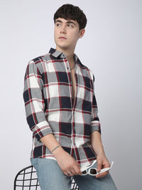 VASTRADO Men Classic Slim Fit Opaque Checked Casual Shirt