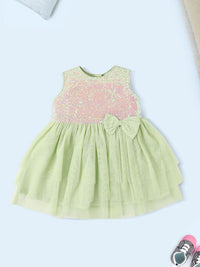 Nauti Nati Girls Net Sequined Fit & Flare Dress with Bow Detail