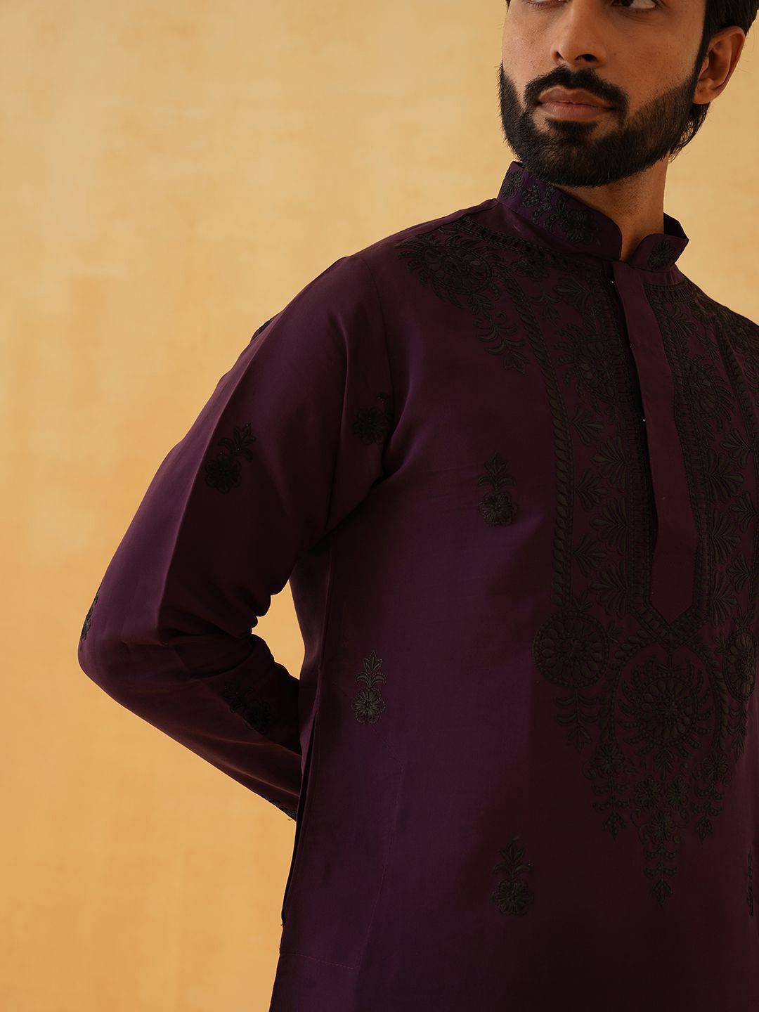 SOJANYA LUXE Lelaki Sulam Benang Kerja Kurta
