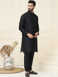 SOJANYA Mandarin Collar Silk Cotton Straight Kurta with Churidar