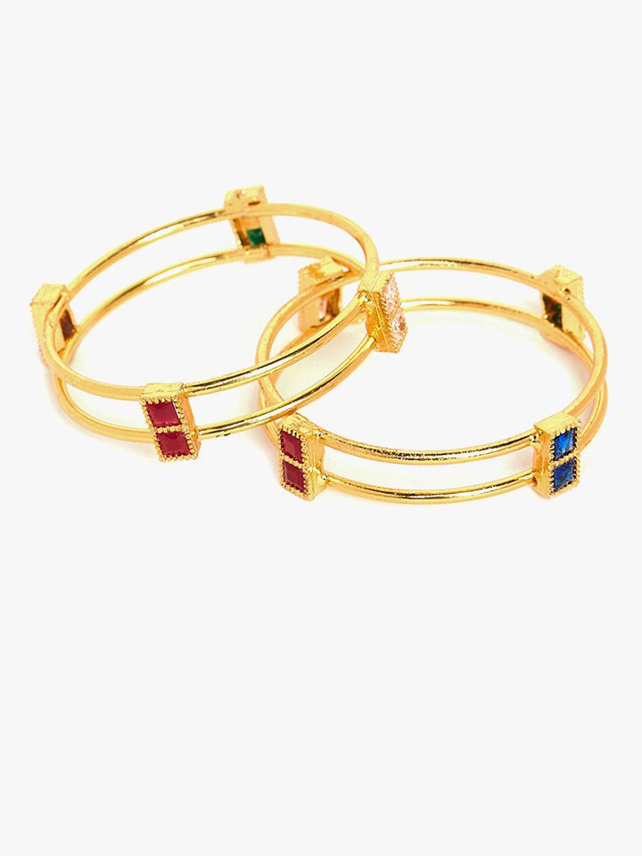 Anouk Set Of 2 Gold-Plated Stone-Studded Bangles