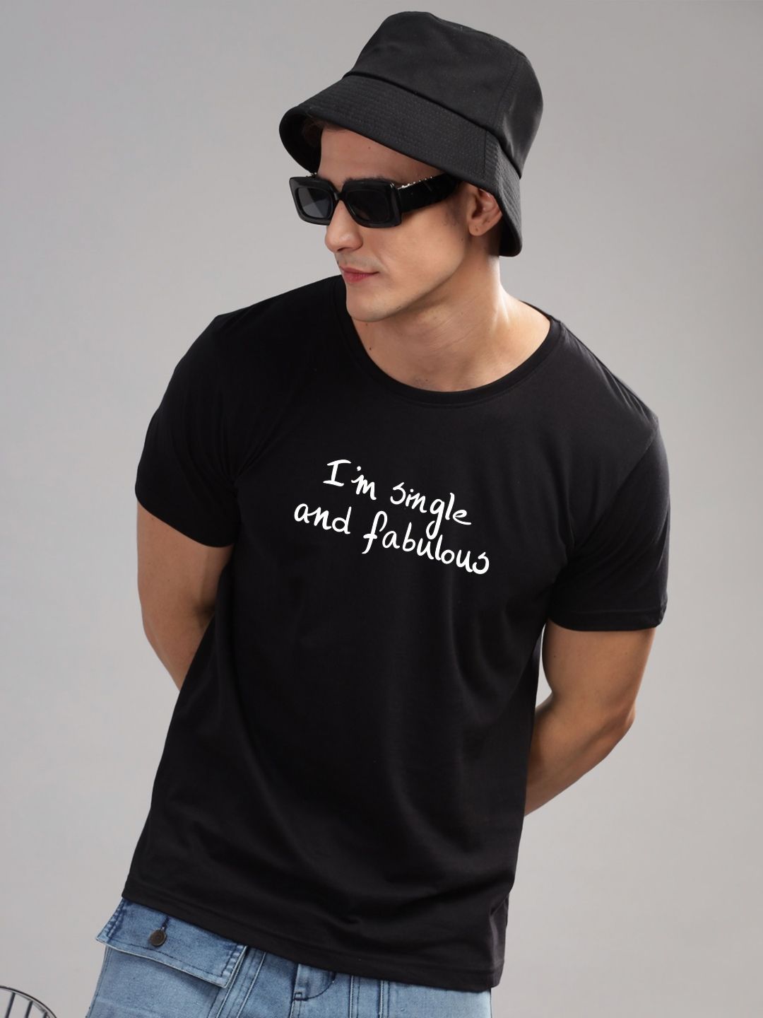 ADRO Men Typography Printed Round Neck Cotton T-shirt