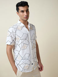 Thomas Scott Men Embroidered Regular Fit Casual Shirt
