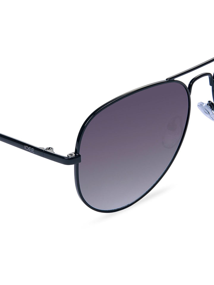 Idee Unisex Black Lens & Black Aviator Sunglasses dengan Lensa Dilindungi UV