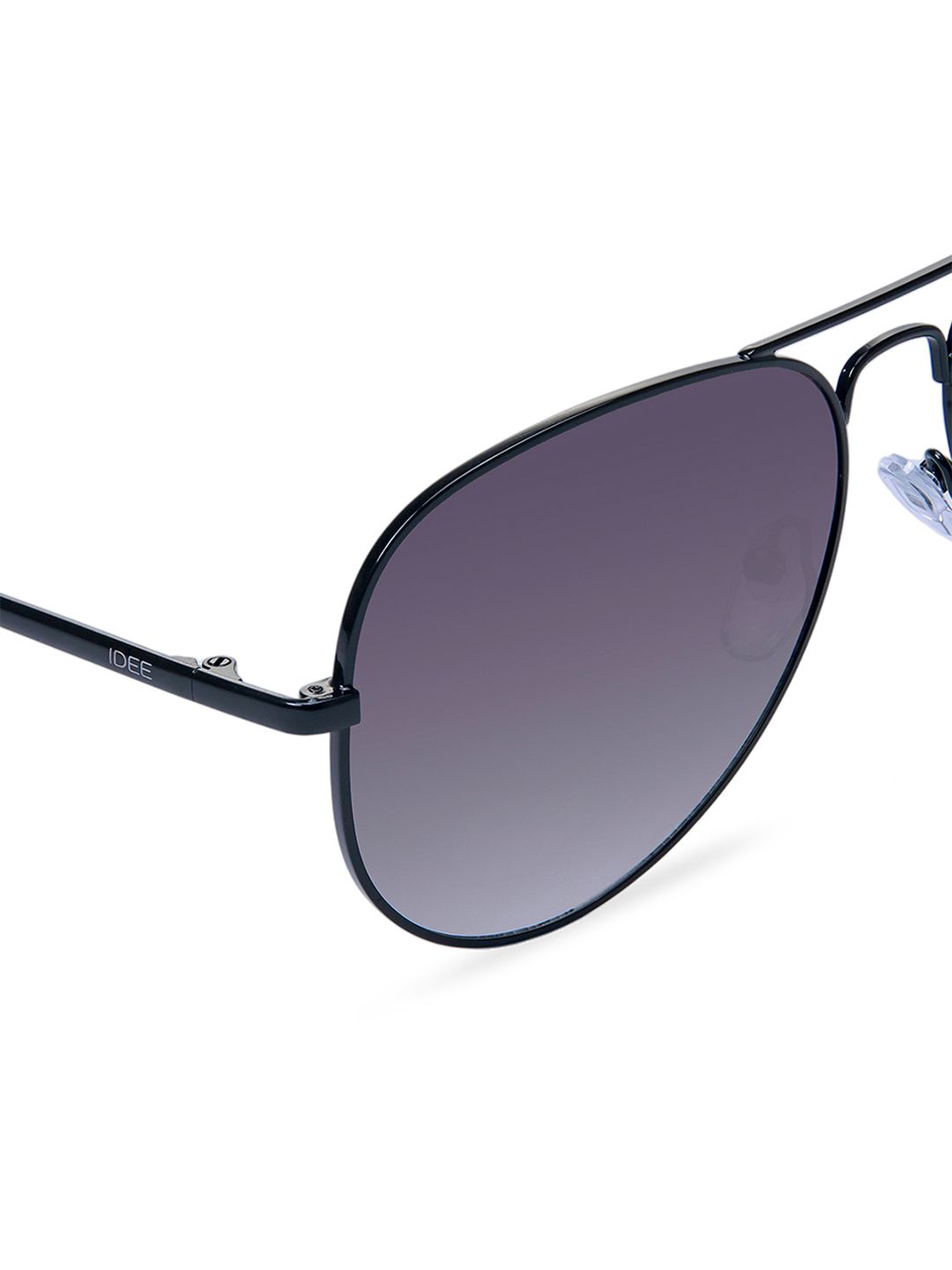 Idee Unisex Black Lens & Black Aviator Sunglasses dengan Lensa Dilindungi UV