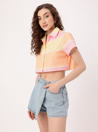 DressBerry Candy Striped Boxy Crop Shirt