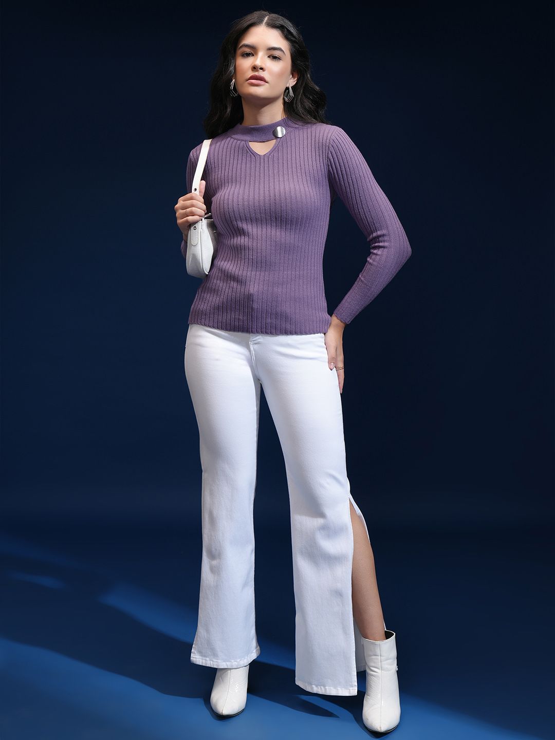 Tokyo Talkies Women Ribbed Pullover