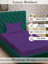 Myntra Elegant Homes Purple Striped 300 TC Single Bedsheet with 1 Pillow Covers