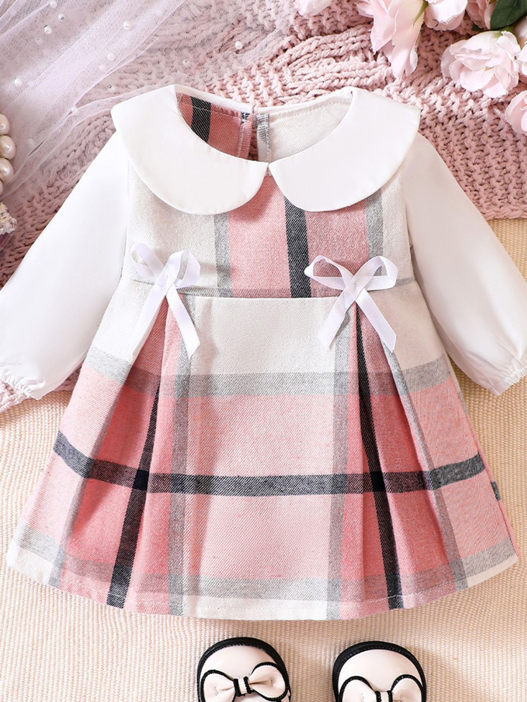 YK Girls Striped Fit & Flare Dress
