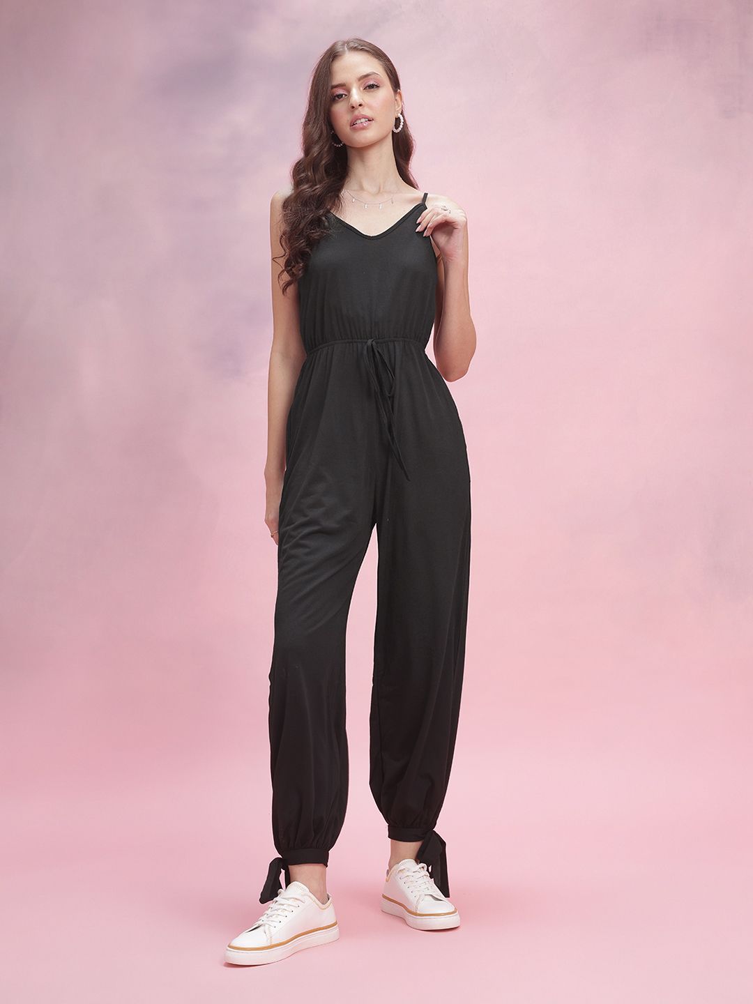 DressBerry Tie-Ups & Cut-Out Detail Shoulder Straps Basic Jumpsuit