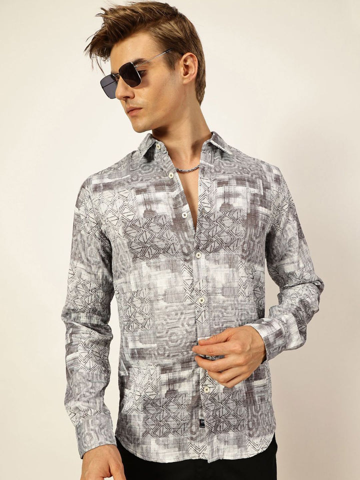 Thomas Scott Men Premium Slim Fit Opaque Printed Casual Shirt
