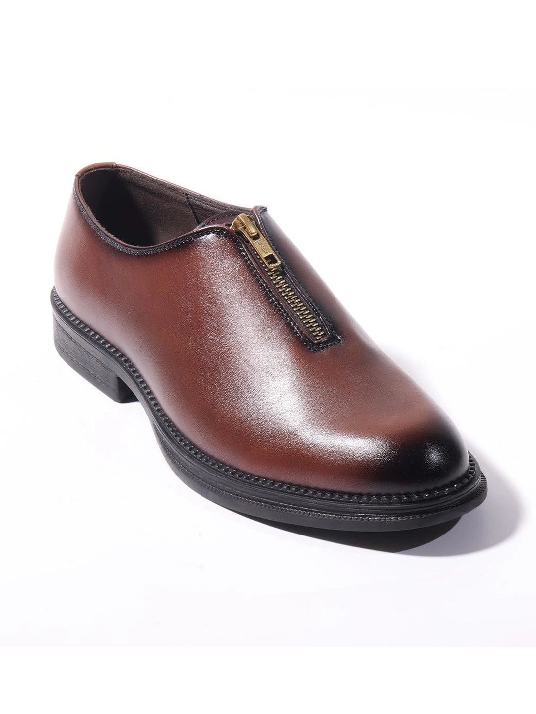 MONKSTORY Brown Atelier 1937 Zip Up Oxford Slip-Ons