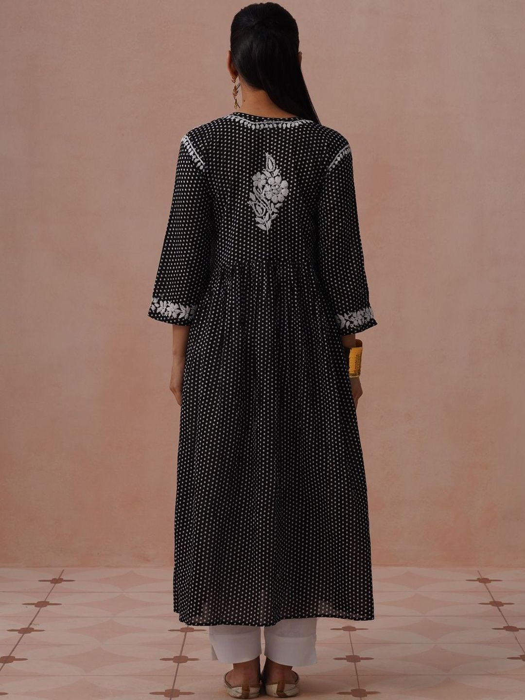 Motif Etnik House of Chikankari Cetak Pakaian Maxi