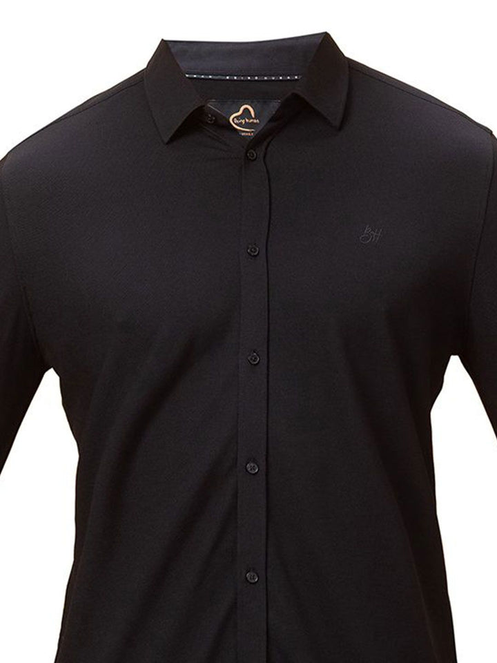 Being Human Men Classic Slim Fit Spread Collar Solid Cotton Casual Shirt
