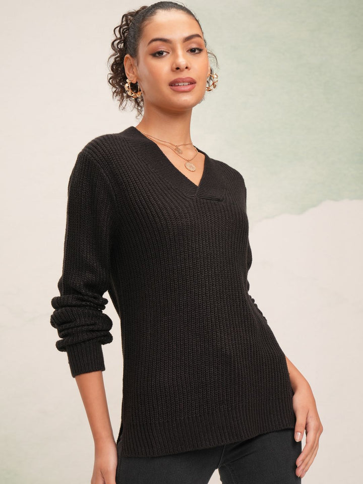 Tokyo Talkies Women Striped Knitted Pullover Sweater